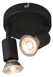 Industriell spotlight svart vridbar rund 2-ljus - Jeany