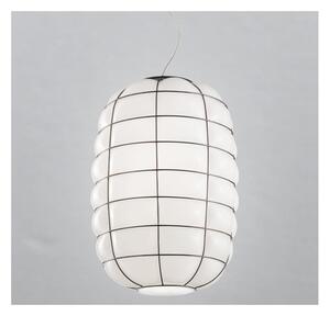 SIRU - Ljuskrona med textilsladd LANTERNA 1xE27/60W/230V diameter 32 cm svart/vit Venetiansk glas