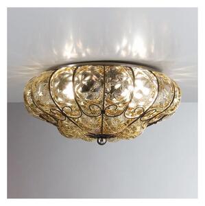 SIRU - Taklampa SOLE 3xE14/40W/230V diameter 31 cm beige/krom Venetiansk glas