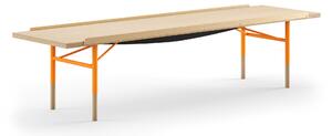 House of Finn Juhl - Table Bench Small, With Brass Edges, Oak, Orange Steel - TV-bänkar - Finn Juhl - Orange,Träfärgad - Metall/Trä