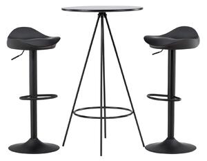 Bistro Matgrupp 60 cm Rund Svart med 2 VENESTO Stolar -