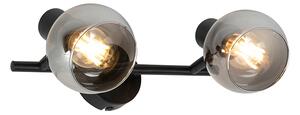 Art Deco taklampa svart med rökglas 2-ljus - Vidro
