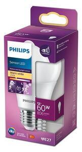 LED Glödlampa med sensor Philips A60 E27/8W/230V 2700K