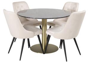 Estelle Matgrupp 106 cm Rund med 4 Velvet stolar - Beige