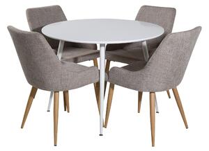 Plaza Matgrupp 100 cm Rund med 4 Plaza stolar - Grå