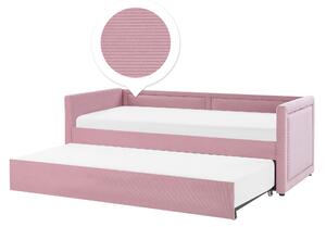Dagbädd Sängram Rosa Sammet 90 x 200 cm Säng Glam Beliani