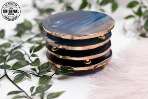 Glasunderlägg Turquoise Agat Exclusive Rund Guld