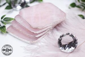 Glasunderlägg Pink Rosenkvarts Silver
