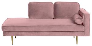Schäslong Rosa Sammet Stoppad Högervänd Metallben Kudde Modern Design Beliani