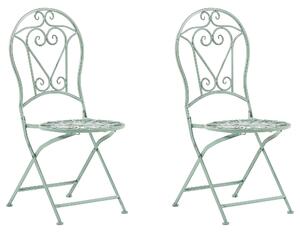 Trädgårdsstol 2 st Grön Metall Vintage Eleganta Stolar Beliani
