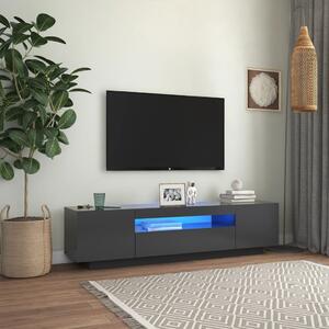 TV-bänk med LED-belysning grå 160x35x40 cm
