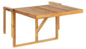 Balkongbord Ljust Akaciaträ 60 x 55 cm Utomhus Rälsdäck Beliani