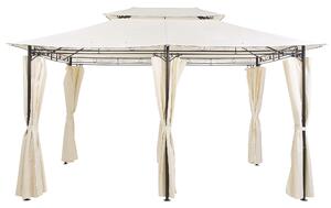Beige Tyg Svart Stålram 300 x 400 cm Gardiner Trädgård Beliani
