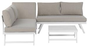 5-sits Trädgård Loungegrupp Kuddar Vit Ram Justerbara Sittplatser Soffbord Modern Design Beliani