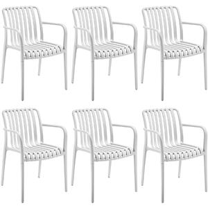 TecTake GmbH 406184 trädgårdsstol alcudia, väderbeständiga och stapelbara - creme, uppsättning om 6