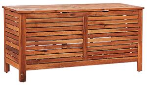 Trädgård Förvaringslåda Mörkt Akaciaträ 130 x 64 cm Lock Utomhus Möbler Beliani
