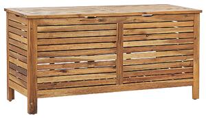 Trädgård Förvaringslåda Ljust Akaciaträ 130 x 64 cm Lock Utomhus Möbler Beliani
