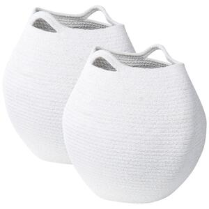 Set med 2 Förvaringskorgar Off-White Bomull 20 x 30 cm Handvävda Tvättkorgar Beliani