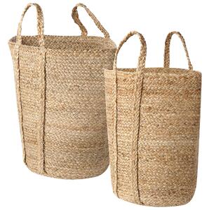 Set med 2 Förvaringskorgar Jute Natur 30 cm Tvättkorgar Bohemiska Beliani