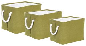 Set med 3 Förvaringskorgar Polyester Bomull Grön Tvättkorgar Organisering med Handtag Traditionell Vardagsrum Sovrum Beliani