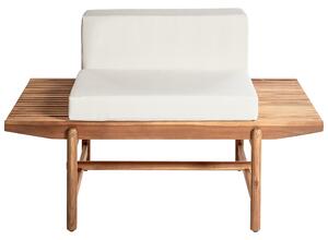 Trädgårdsbänk Ljust Akaciaträ 135 x 84 cm med Off-White Dynor Utomhus Rustik Design Uteplats Balkong Beliani