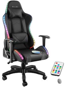 TecTake GmbH 405300 gamingstol tartaros, led, massagefunktion - svart/svart