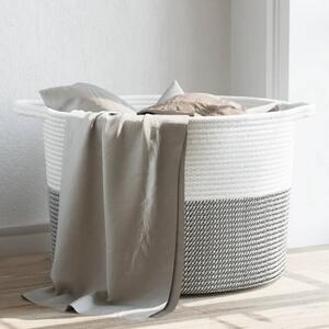 Tvättkorg grå och vit Ø55x36 cm bomull