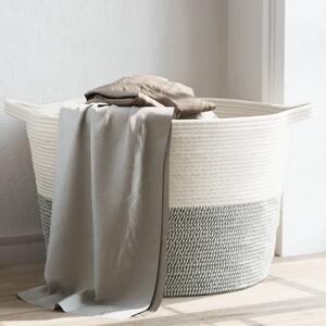 Tvättkorg grå och vit Ø60x36 cm bomull