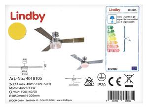 Lindby - Takfläkt ALVIN 2xE14/40W/230V