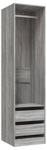 Garderob med lådor grå sonoma 50x50x200 cm konstruerat trä