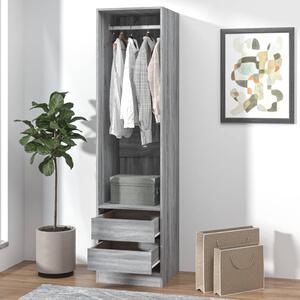 Garderob med lådor grå sonoma 50x50x200 cm konstruerat trä