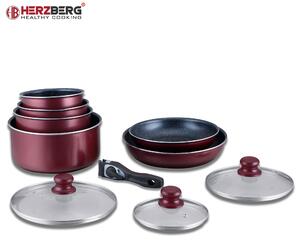 Herzberg HG-5000: 10 delar Köksredskap Set med Marmorbeläggning Svart