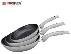 Herzberg 3 delar smidda aluminium stekpanna Set 20/24/28 Silver