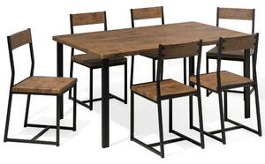 Matgrupp av bord och 6 stolar brun LAREDO Beliani