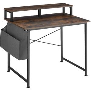 TecTake GmbH 404664 skrivbord med hylla och tygficka - industriellt mörkt trä, rustikt, 120 cm