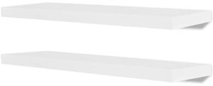 2 Flytande vägghyllor i MDF 80x20x3,8 cm vit