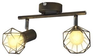 Taklampa industri-design spotlights med 2 LED-glödlampor svart