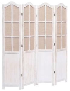 Rumsavdelare 4 paneler vit 140x165 cm tyg