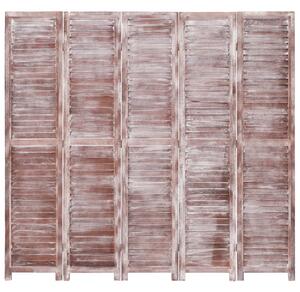 Rumsavdelare 5 paneler brun 175x165 cm trä