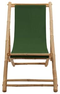 Solstol bambu och kanvas grön