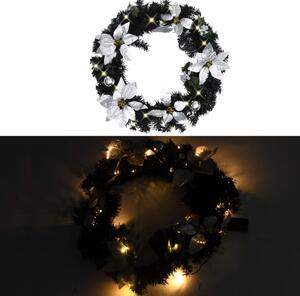 Julkrans med lysdioder svart 60 cm PVC