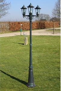 Trädgårdslampa 3 armar 215 cm mörkgrön/svart aluminium
