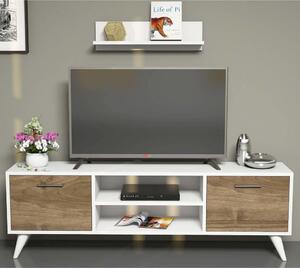 Homemania TV-bänk Horus 120x30x48,6 cm vit och valnötsträ