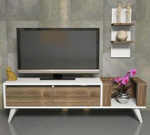 Homemania TV-bänk Pers 130x30x38,6 cm vit och valnötsträ