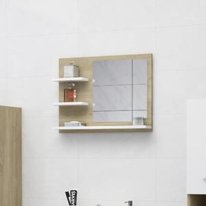 Spegelskåp vit och sonoma-ek 60x10,5x45 cm spånskiva