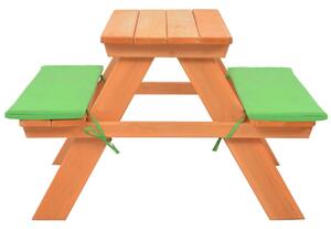 Picknickbord för barn med bänkar 89x79x50 cm massivt granträ