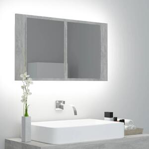Spegelskåp med LED betonggrå 80x12x45 cm