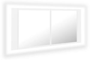 Spegelskåp med LED vit 100x12x45 cm