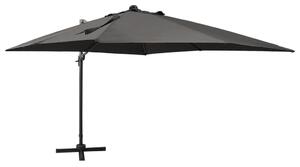 Frihängande parasoll med stång och LED antracit 300 cm