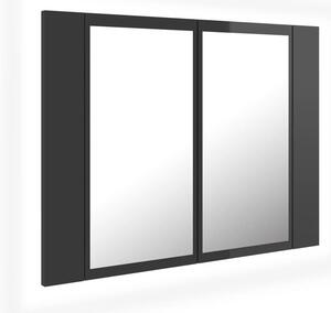 Spegelskåp för badrum LED grå högglans 60x12x45 cm